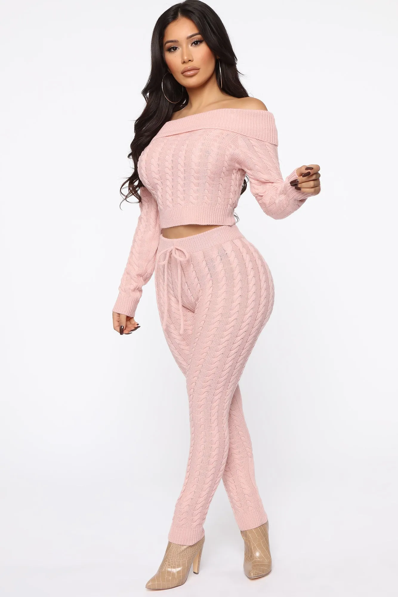 Andrea Cable Knit Set - Mauve