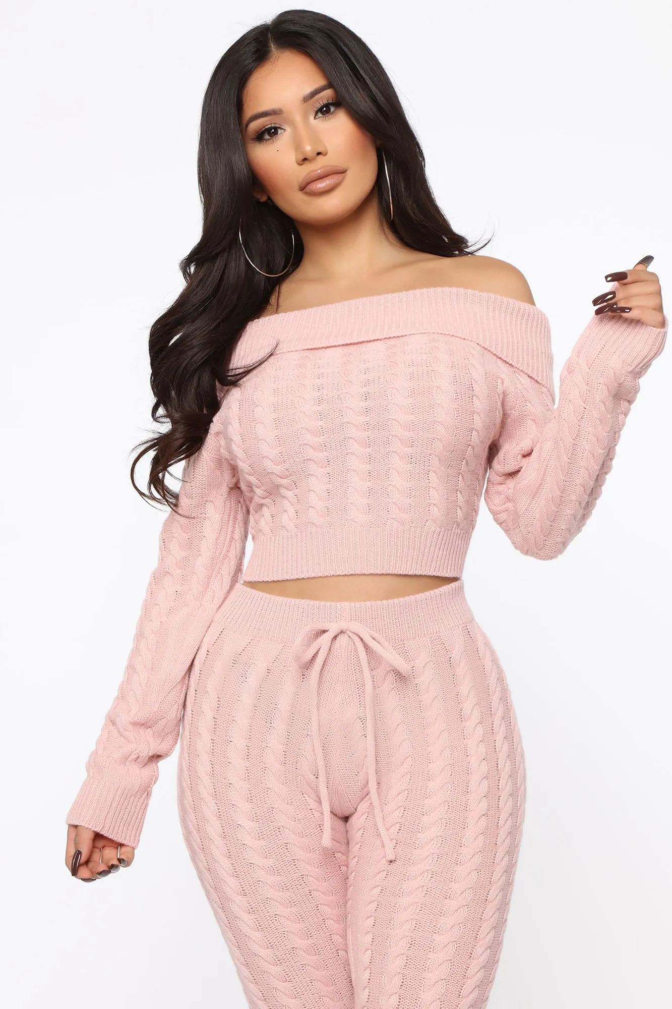 Andrea Cable Knit Set - Mauve