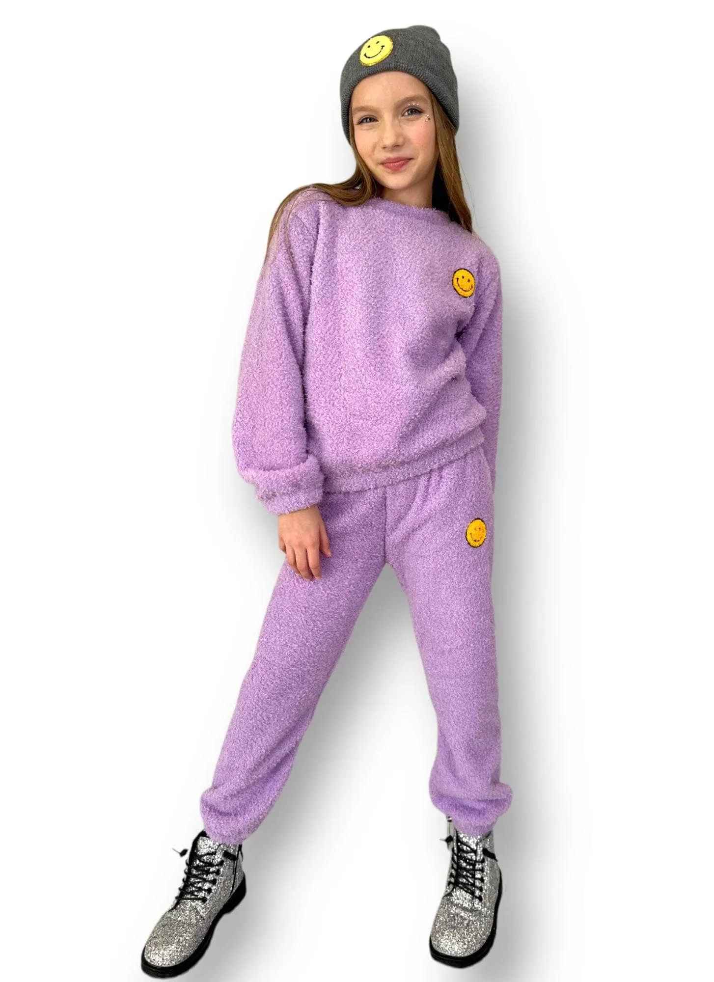 Bright Smiley Fuzzy Set Lavender