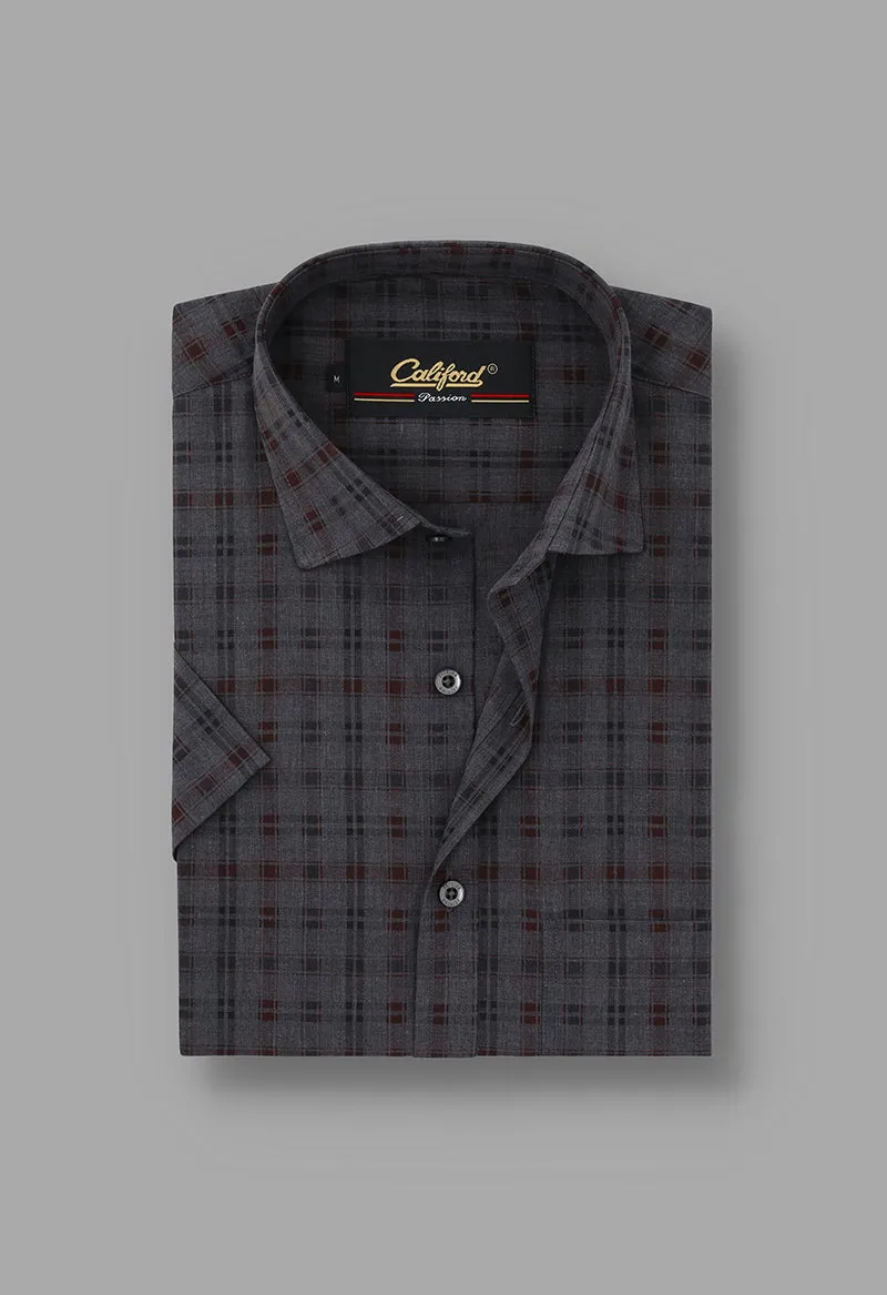 Charcoal dupplin checkered Half sleeves - 022490-24-12