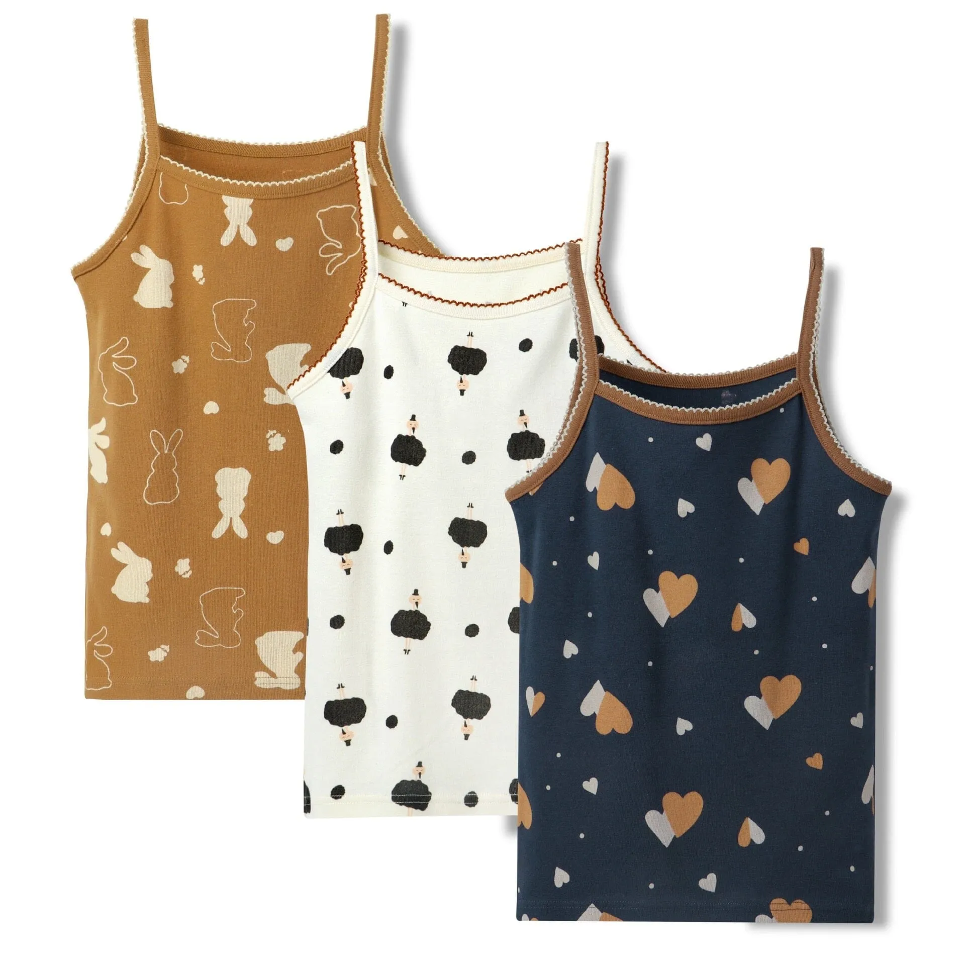 Colleen Cartoon Lace Camisole Top [Set of 3]