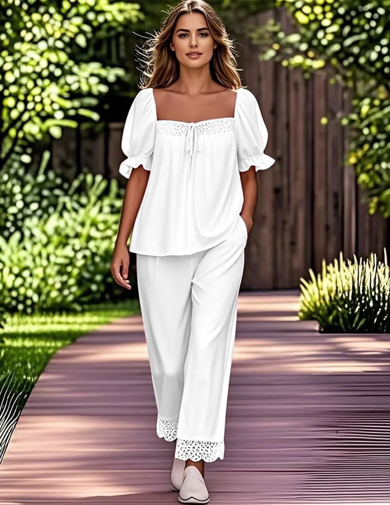 Cozy Lace Patchwork Pajama Set