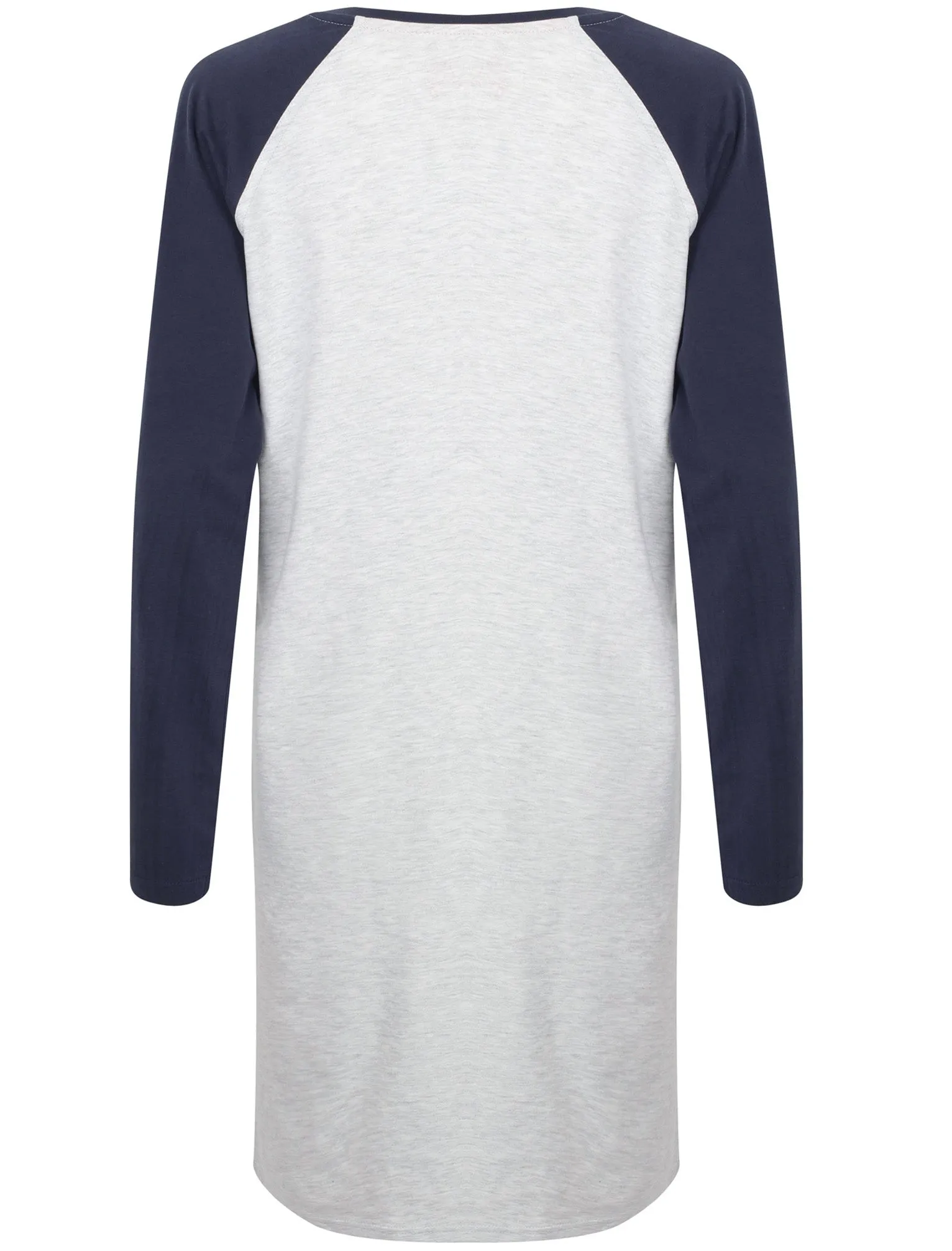 Delilah Raglan Long Sleeve Nightie in Ice Grey Marl - Tokyo Laundry