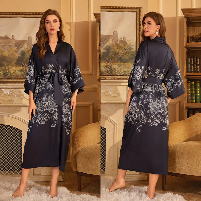 Elegant Red Satin Morning Gown - Women’s Luxury Sleepwear & Bathrobe