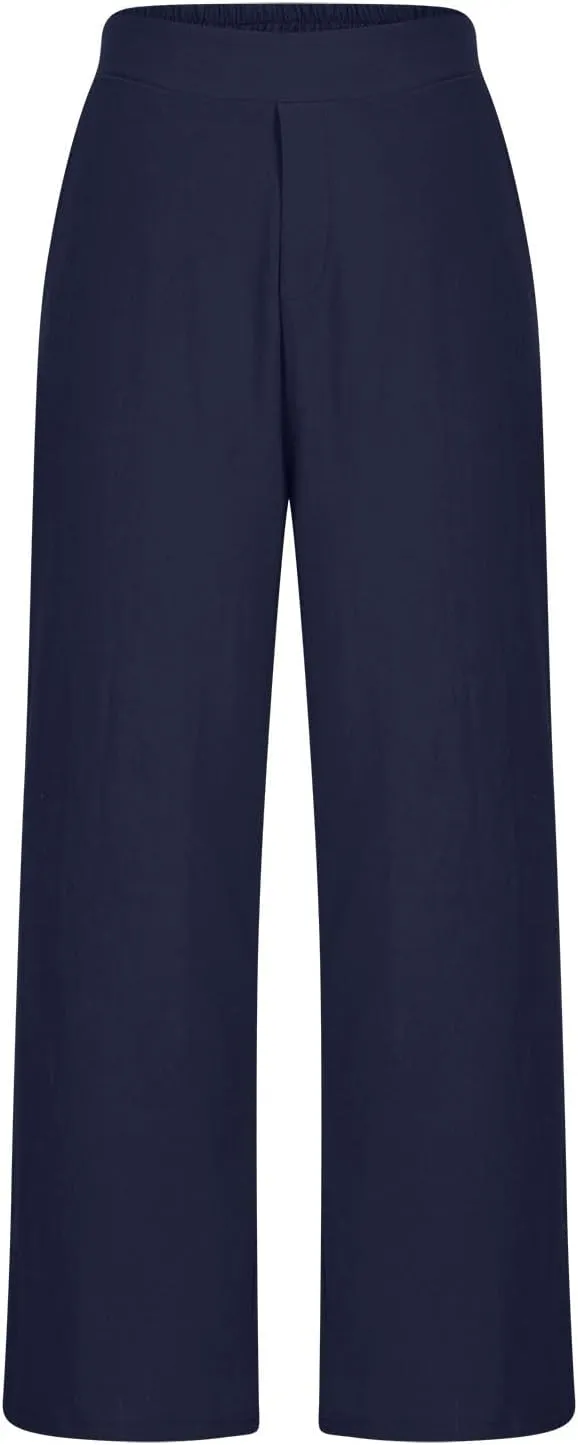 High Waist Palazzo Pants for Women Elastic Waist Solid Color Casual Daily Pants Fashion Elegant Temperament Trousers