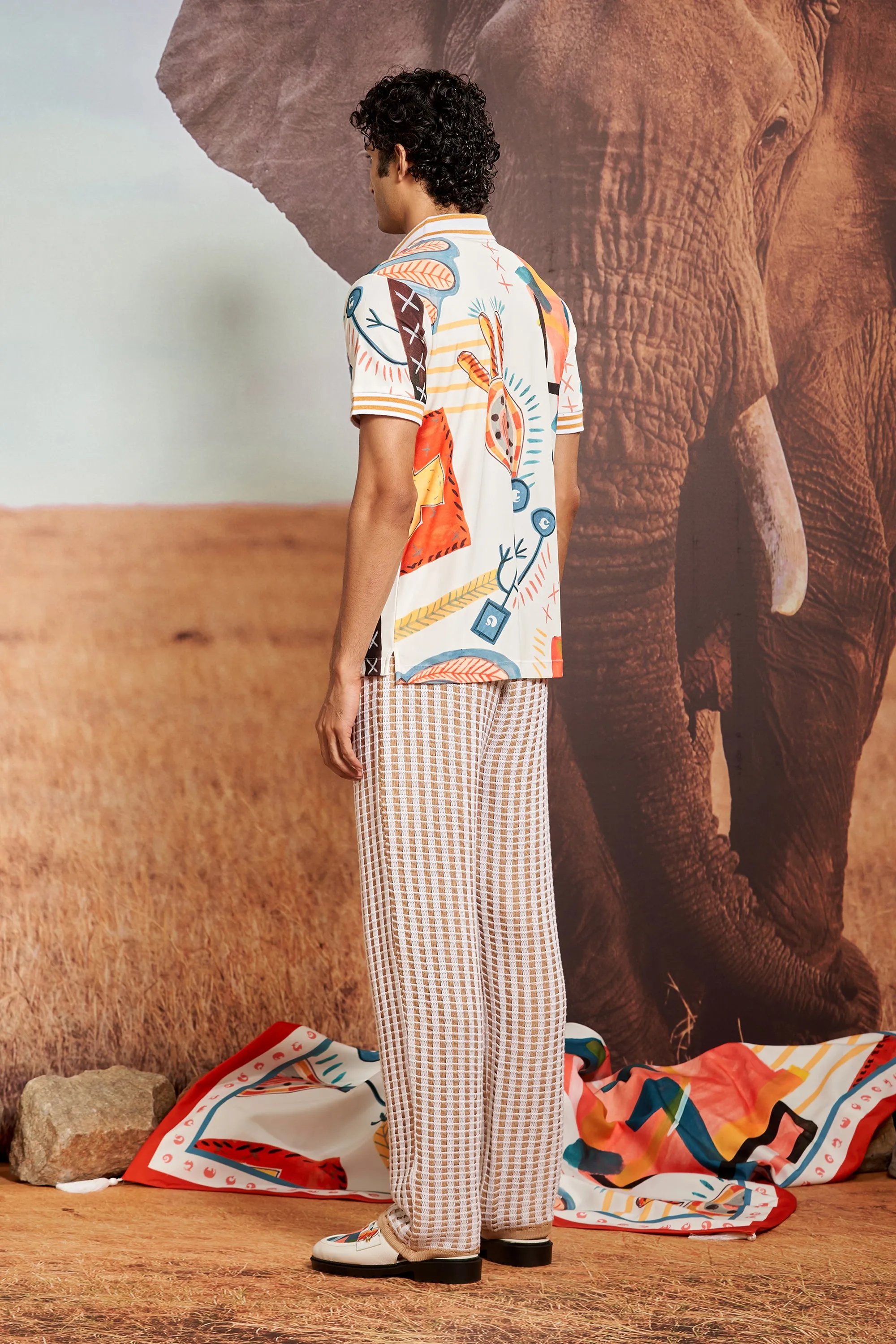 Ivory Waffle Knit Trousers