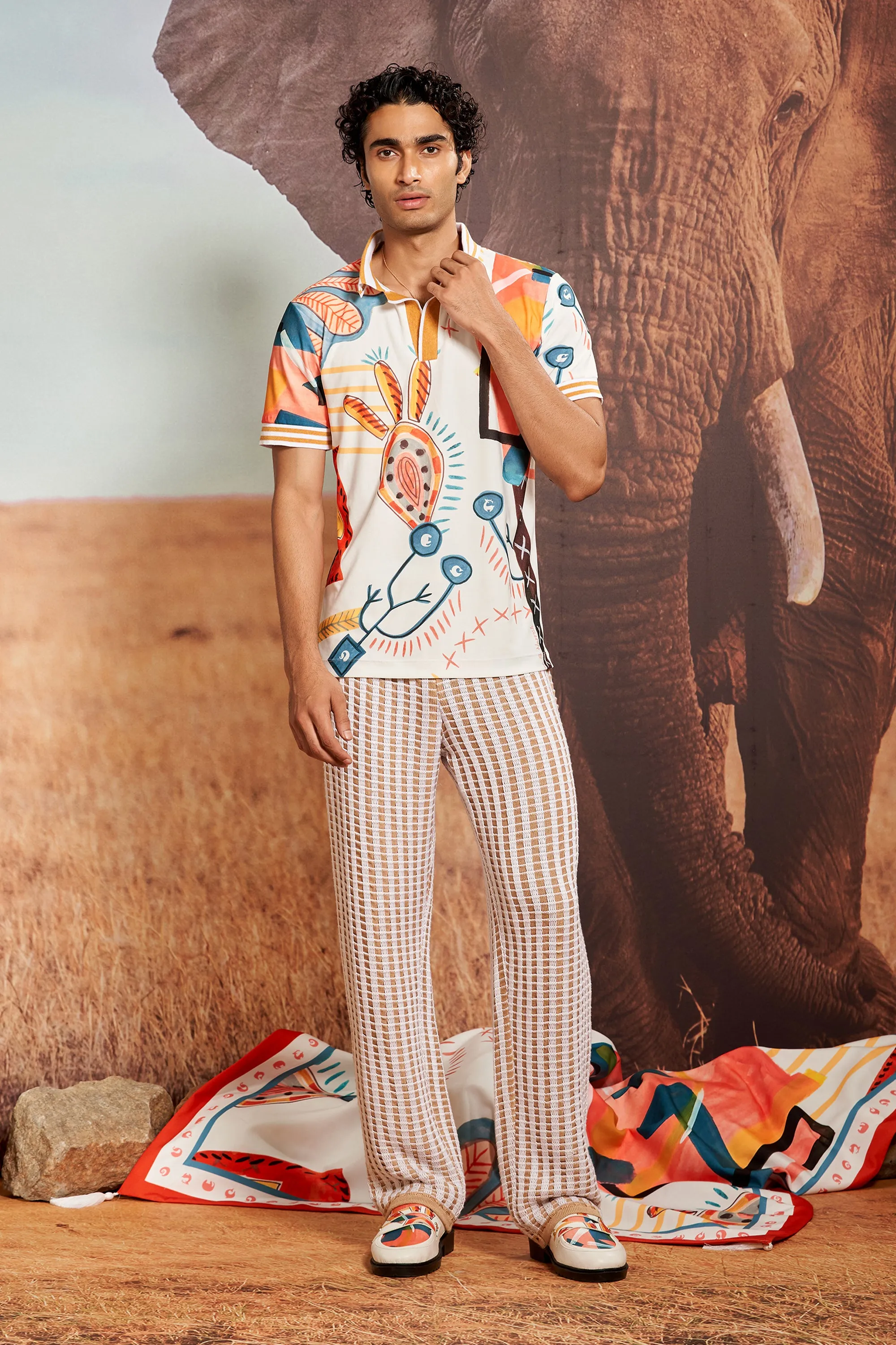 Ivory Waffle Knit Trousers