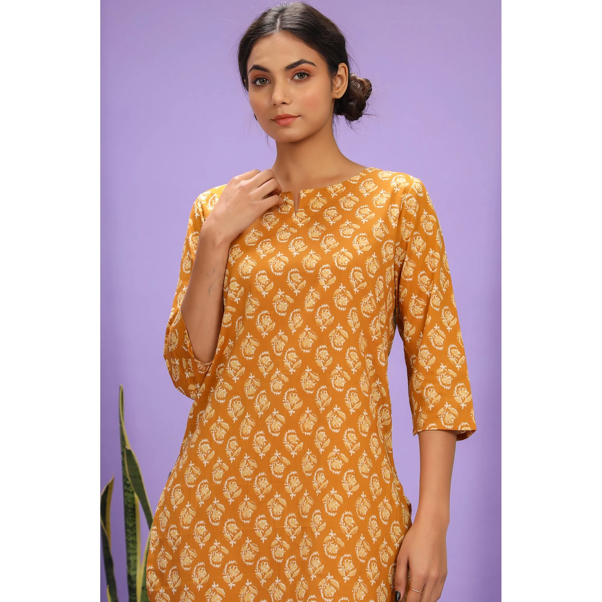 Jasmines on Mustard Loungewear Top Set