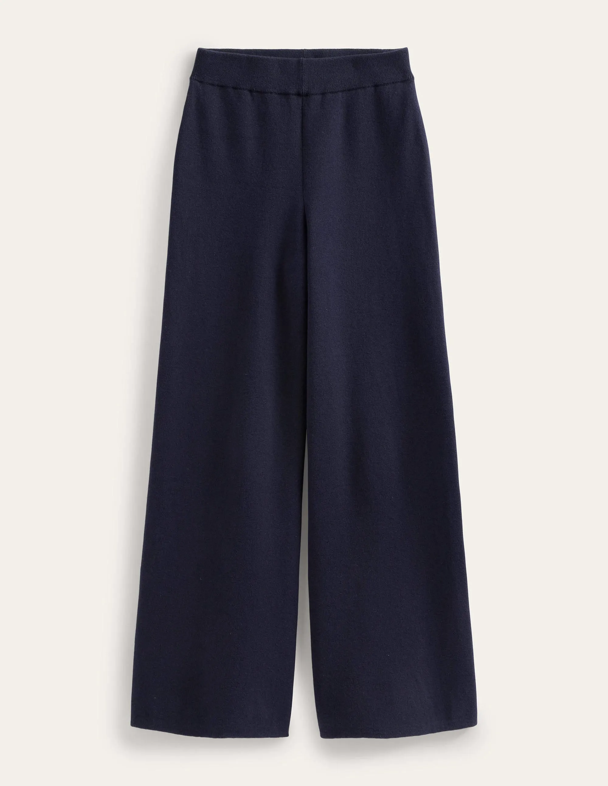 Knitted Wide Leg Trousers-Navy