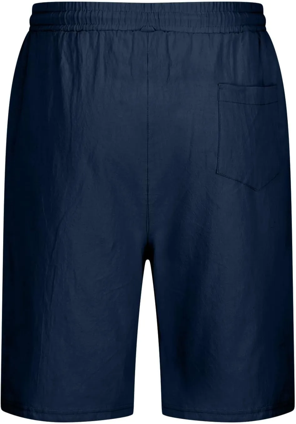 Men's Linen Casual Beach Shorts Cotton Classic Summer Shorts with Buttons Elastic Waist