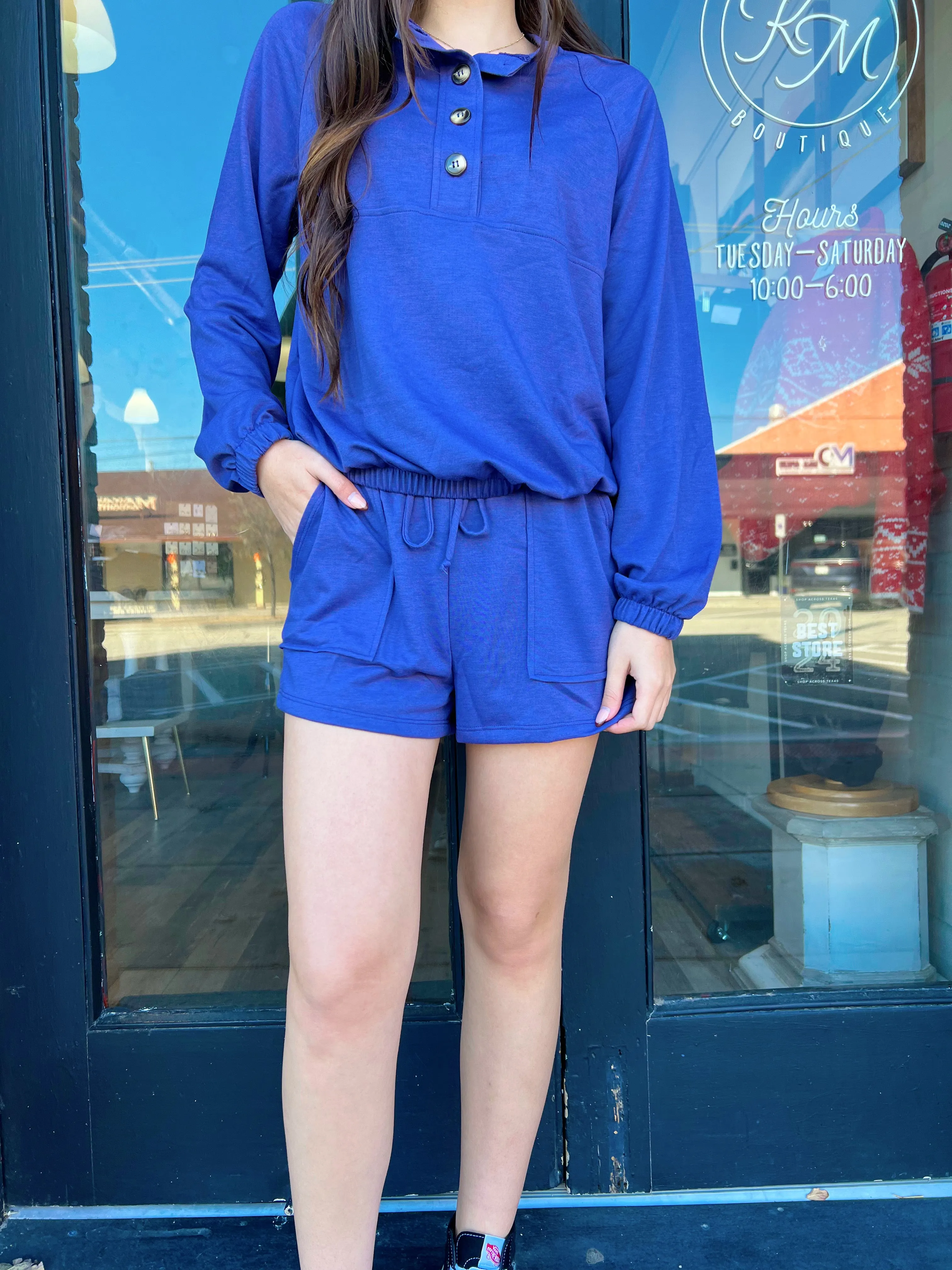 Paige Grape Waist Elastic Pocket Shorts