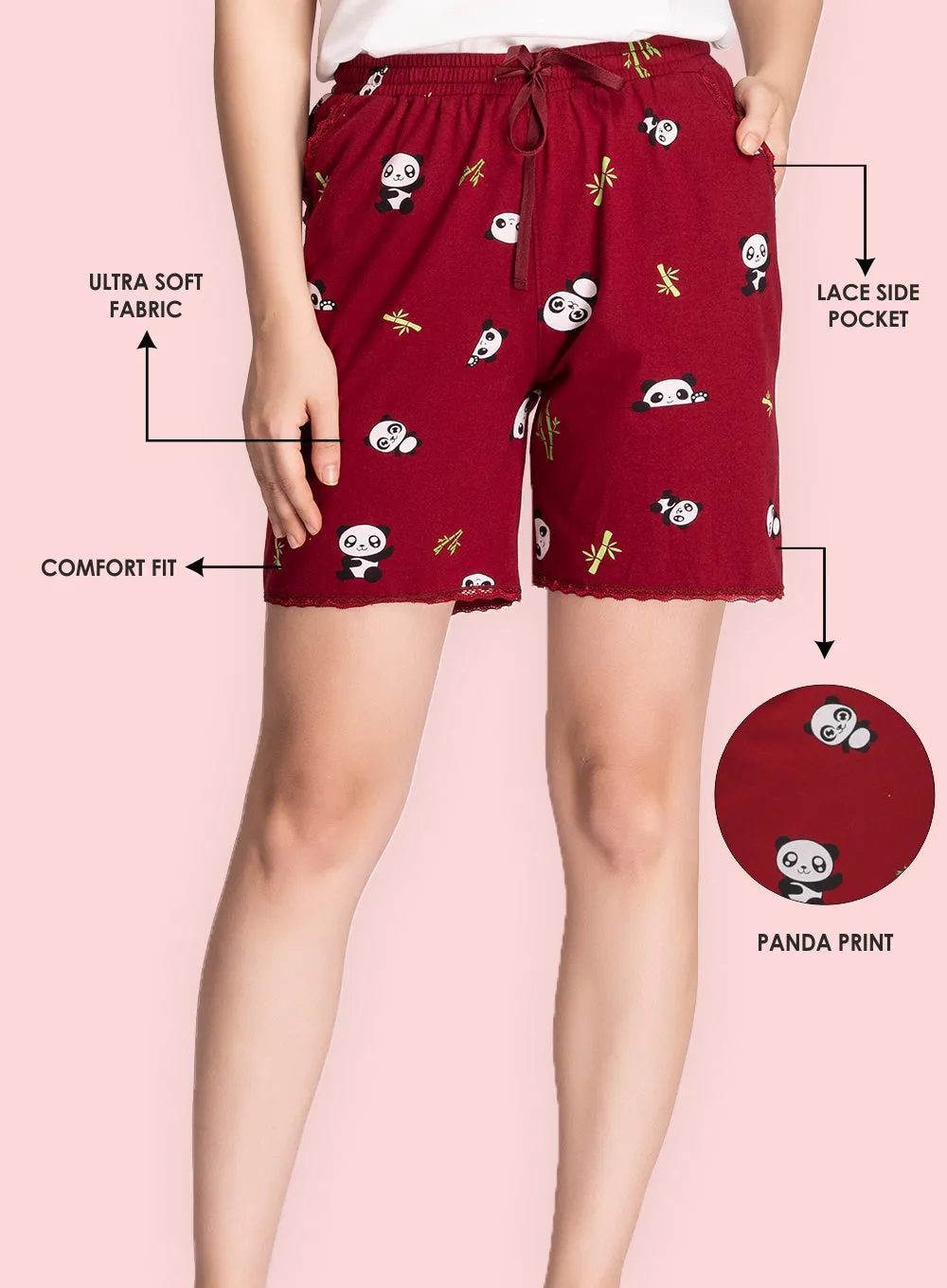 Panda Print Boxer Style Shorts (PBSHRT0004)