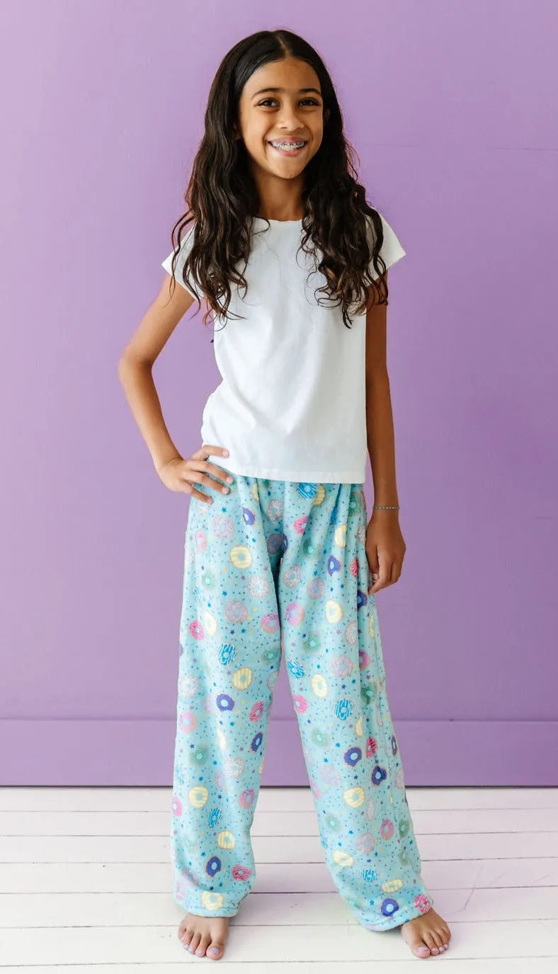 Plush Pants-Turquoise Donuts