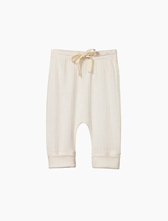 Pointelle Drawstring Pants in Natural