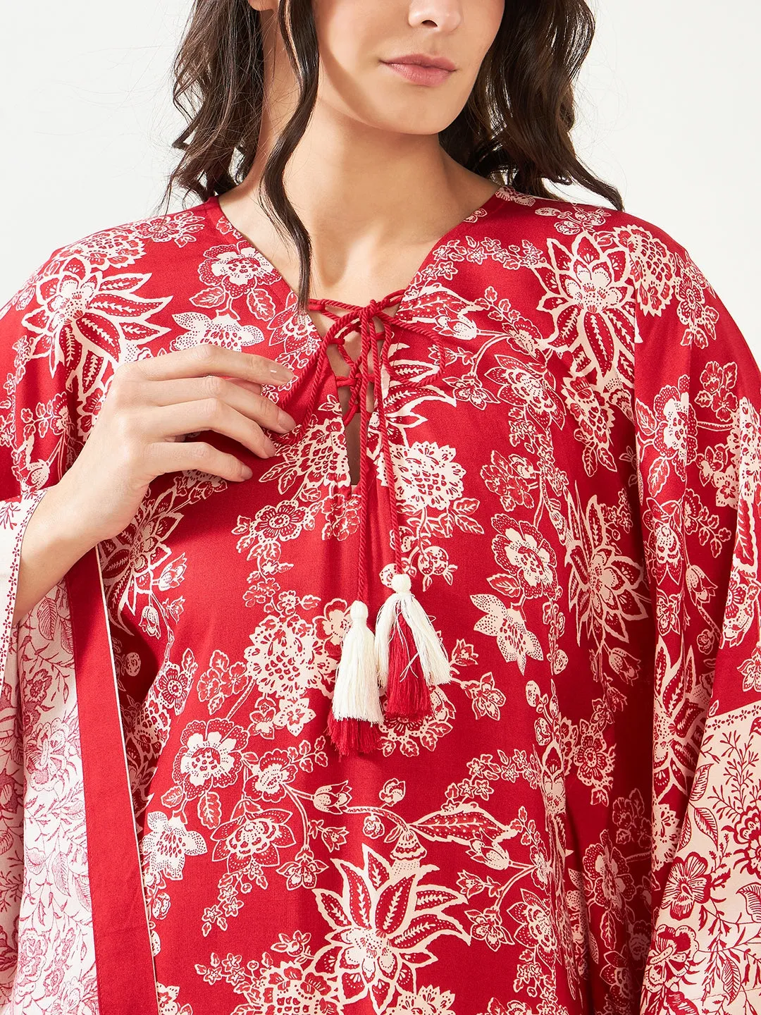Red Floral Elegant Kaftan