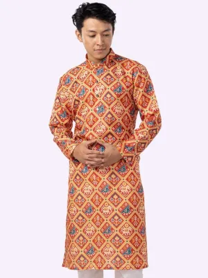 Stylish Ruby Red Printed Kurta | The Kurta Company