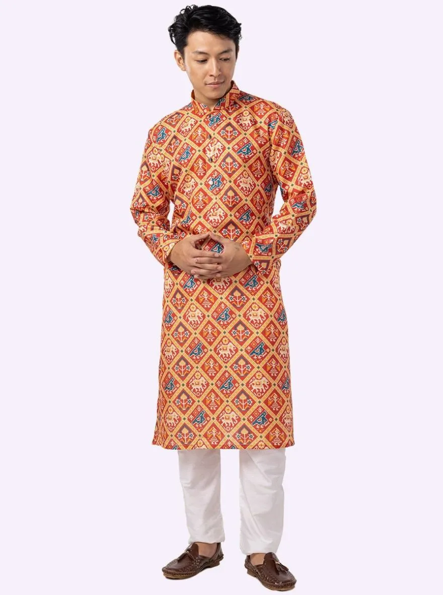 Stylish Ruby Red Printed Kurta | The Kurta Company