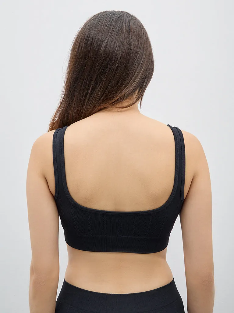 Superstar Black Padded Textured Seamfree Bra