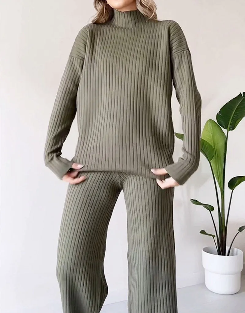 Turtleneck Knitted Lounge Set Women