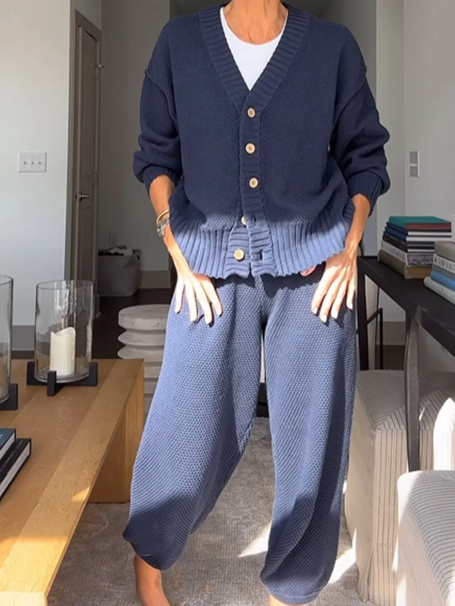 Waffles Knitted Cardigan Set