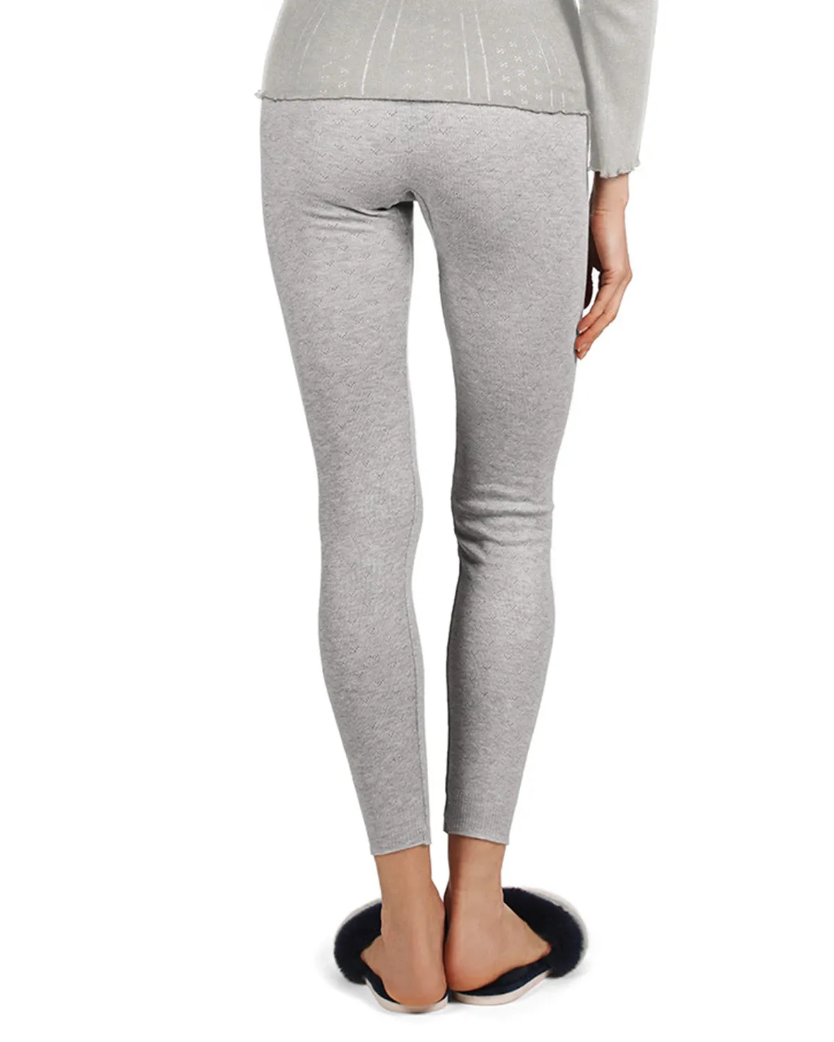 Women's 100% Cotton Pointelle Rib Knit Seamless Leggings
