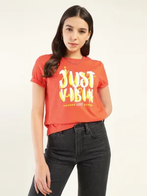 Women's Typography Print Relaxed Fit T-Shirt